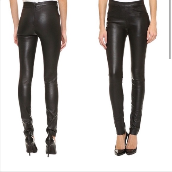 Zadig & Voltaire Deluxe Pharel Cuir Black Leather Leggings 38 Medium - Picture 1 of 8